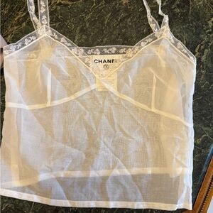 Chanel Sheer White Lace Camisole